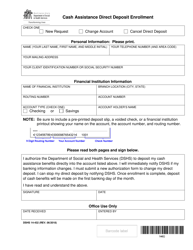 DSHS Form 14-432 Cash Assistance Direct Deposit Enrollment - Washington