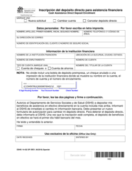 DSHS Formulario 14-432 Inscripcion Del Deposito Directo Para Asistencia Financiera - Washington (Spanish)