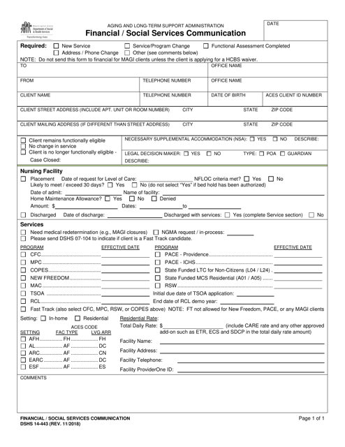 DSHS Form 14-443  Printable Pdf