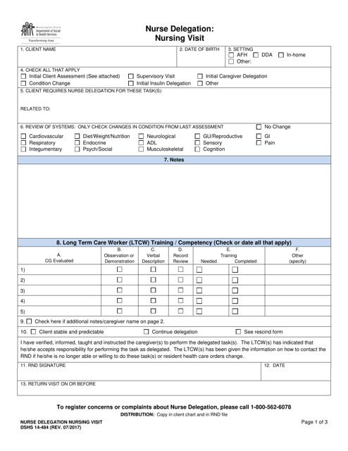 DSHS Form 14-484  Printable Pdf