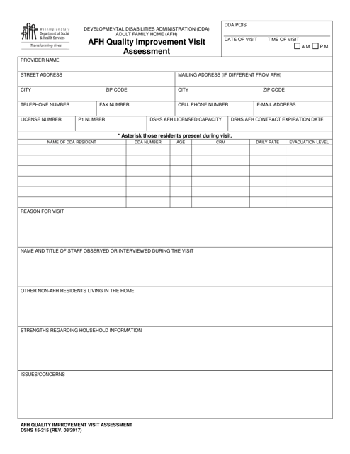 DSHS Form 15-215  Printable Pdf