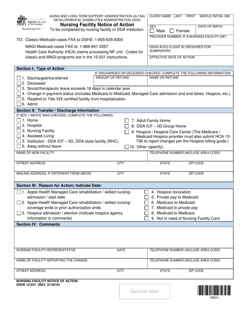 DSHS Form 15-031  Printable Pdf