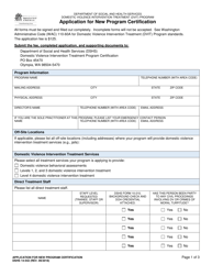 DSHS Form 14-542 Application for New Program Certification - Washington