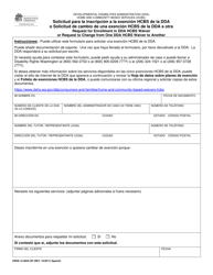 Document preview: DSHS Formulario 15-282A Solicitud Para La Inscripcion a La Exencion Hcbs De La Dda O Solicitud De Cambio De Una Exencion Hcbs De La Dda a Otra - Washington (Spanish)