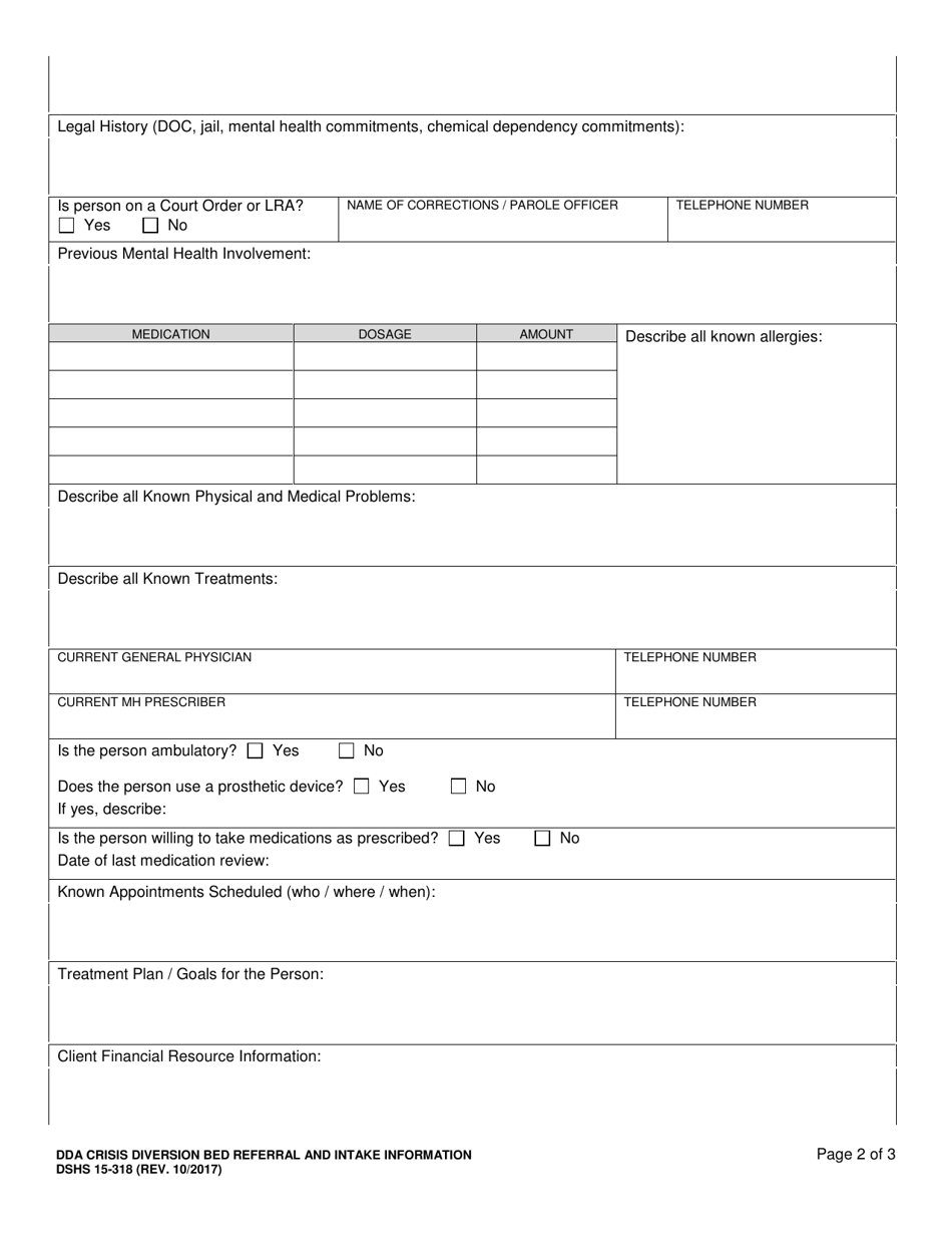 DSHS Form 15-318 - Fill Out, Sign Online and Download Printable PDF ...