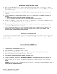 DSHS Formulario 15-342 Notificacion De La Decision De Excepcion - Washington (Spanish), Page 2