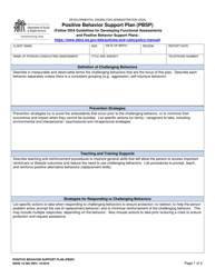 Document preview: DSHS Form 15-382 Positive Behavior Support Plan (Pbsp) - Washington