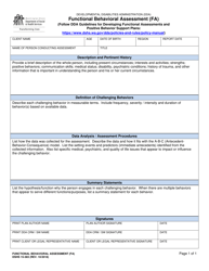 Document preview: DSHS Form 15-383 Functional Behavioral Assessment (FA) - Washington