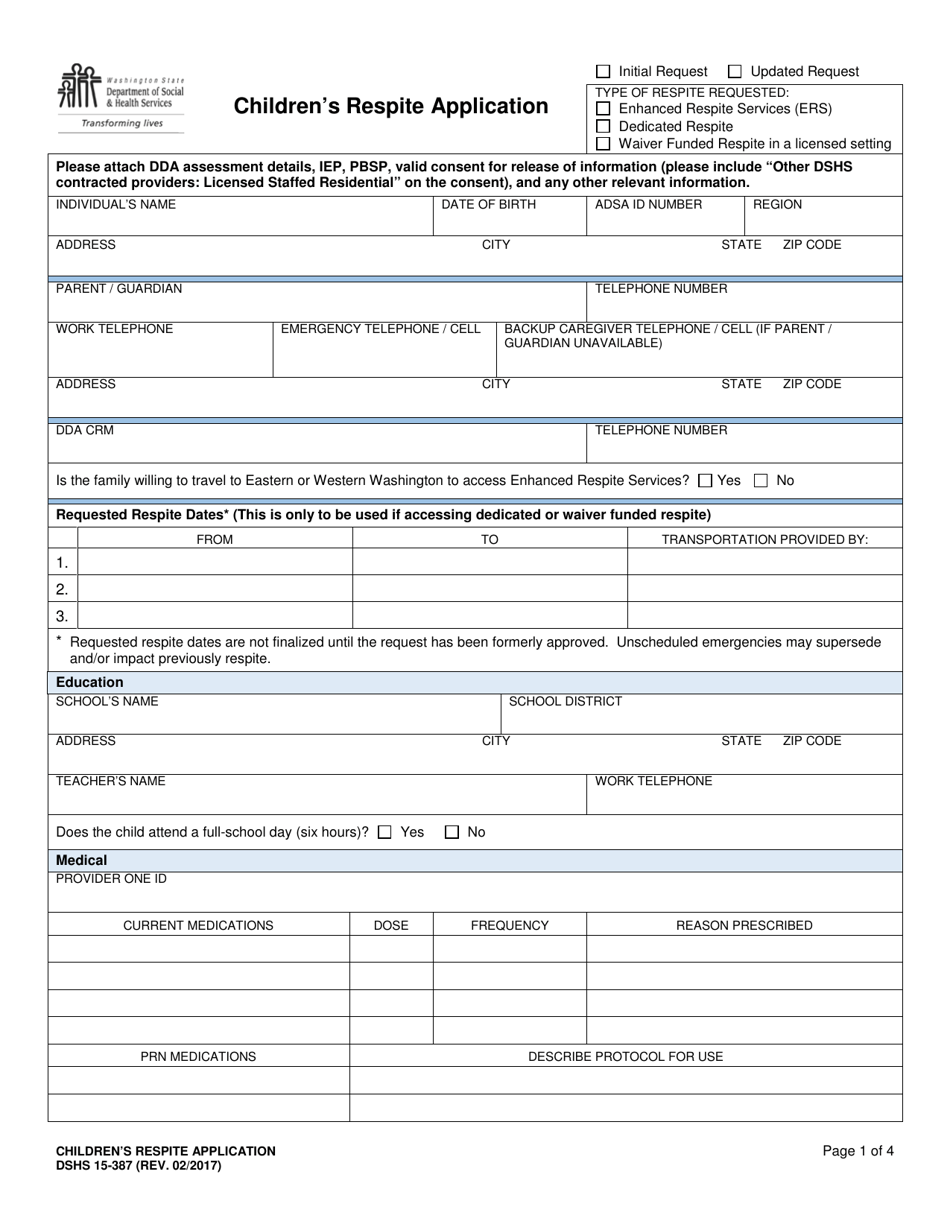 DSHS Form 15387 Fill Out, Sign Online and Download Printable PDF