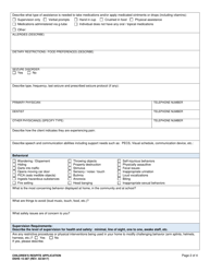 DSHS Form 15-387 Children&#039;s Respite Application - Washington, Page 2