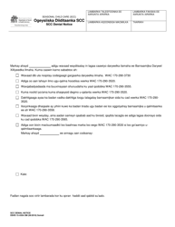 Document preview: DSHS Form 15-430A Scc Denial Notice - Washington (Somali)