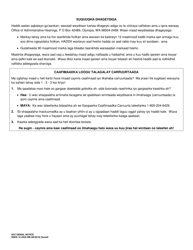 DSHS Form 15-430A Scc Denial Notice - Washington (Somali), Page 2
