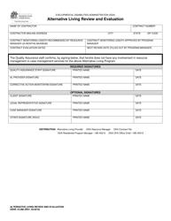 Document preview: DSHS Form 15-388 Alternative Living Review and Evaluation - Washington