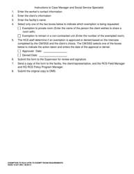 DSHS Form 15-447 Exemption to Rule (Etr) to Exempt Room Requirements - Washington, Page 2