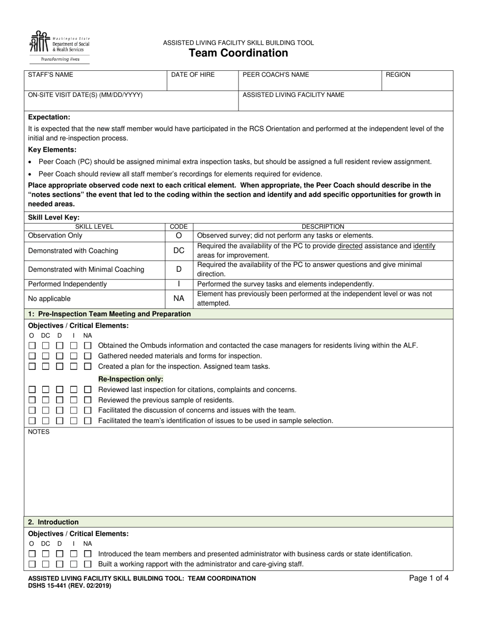 DSHS Form 15-441 - Fill Out, Sign Online and Download Printable PDF ...