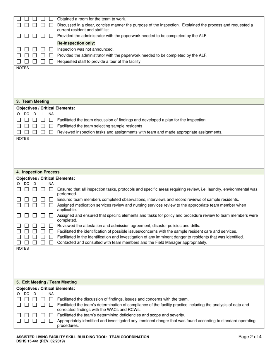 DSHS Form 15-441 - Fill Out, Sign Online and Download Printable PDF ...