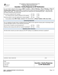 Document preview: DSHS Form 15-494 Family/Guardian Response to Ihp Notification - Washington