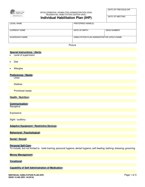DSHS Form 15-495  Printable Pdf