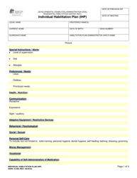 DSHS Form 15-495 Individual Habilitation Plan (Ihp) - Washington