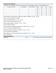 DSHS Form 15-512 Companion Home and Alternative Living Services Incident Report - Washington, Page 2