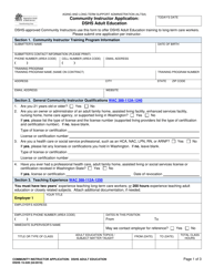 DSHS Form 15-549 Community Instructor Application - Dshs Adult Education - Washington