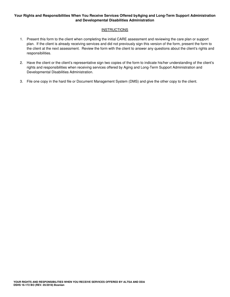 DSHS Form 16-172 Your Rights and Responsibilities When You Receive Services Offered by Aging and Long-Term Support Administration and Developmental Disabilities Administration - Washington (Bosnian), Page 3