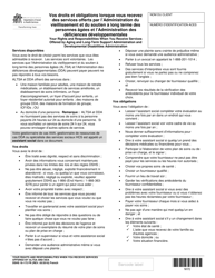 DSHS Form 16-172 Your Rights and Responsibilities When You Receive Services Offered by Aging and Long-Term Support Administration and Developmental Disabilities Administration - Washington (French)