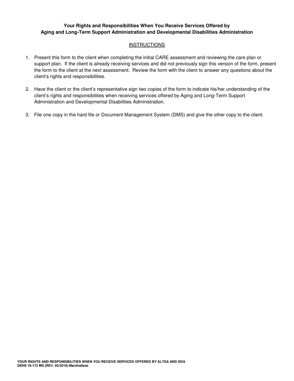 DSHS Form 16-172 Your Rights and Responsibilities When You Receive Services Offered by Aging and Long-Term Support Administration and Developmental Disabilities Administration - Washington (Marshallese), Page 3