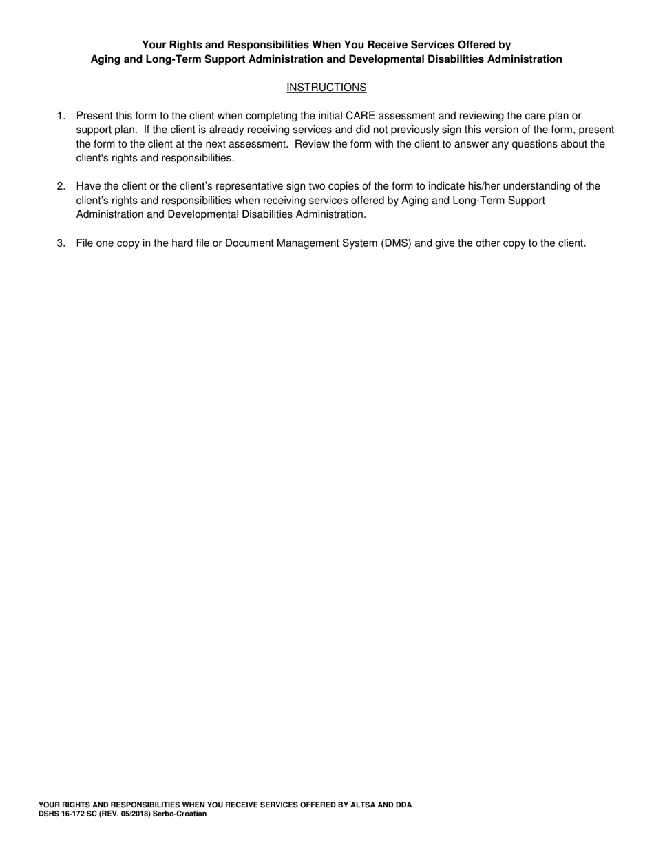 DSHS Form 16-172 Your Rights and Responsibilities When You Receive Services Offered by Aging and Long-Term Support Administration and Developmental Disabilities Administration - Washington (Serbo-Croatian), Page 3