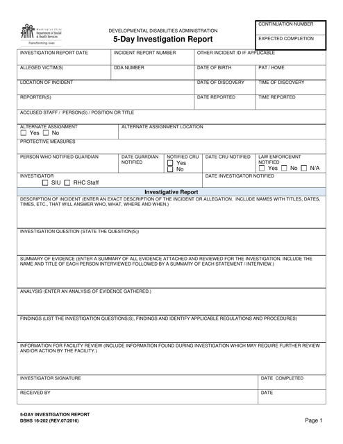 DSHS Form 16-202  Printable Pdf