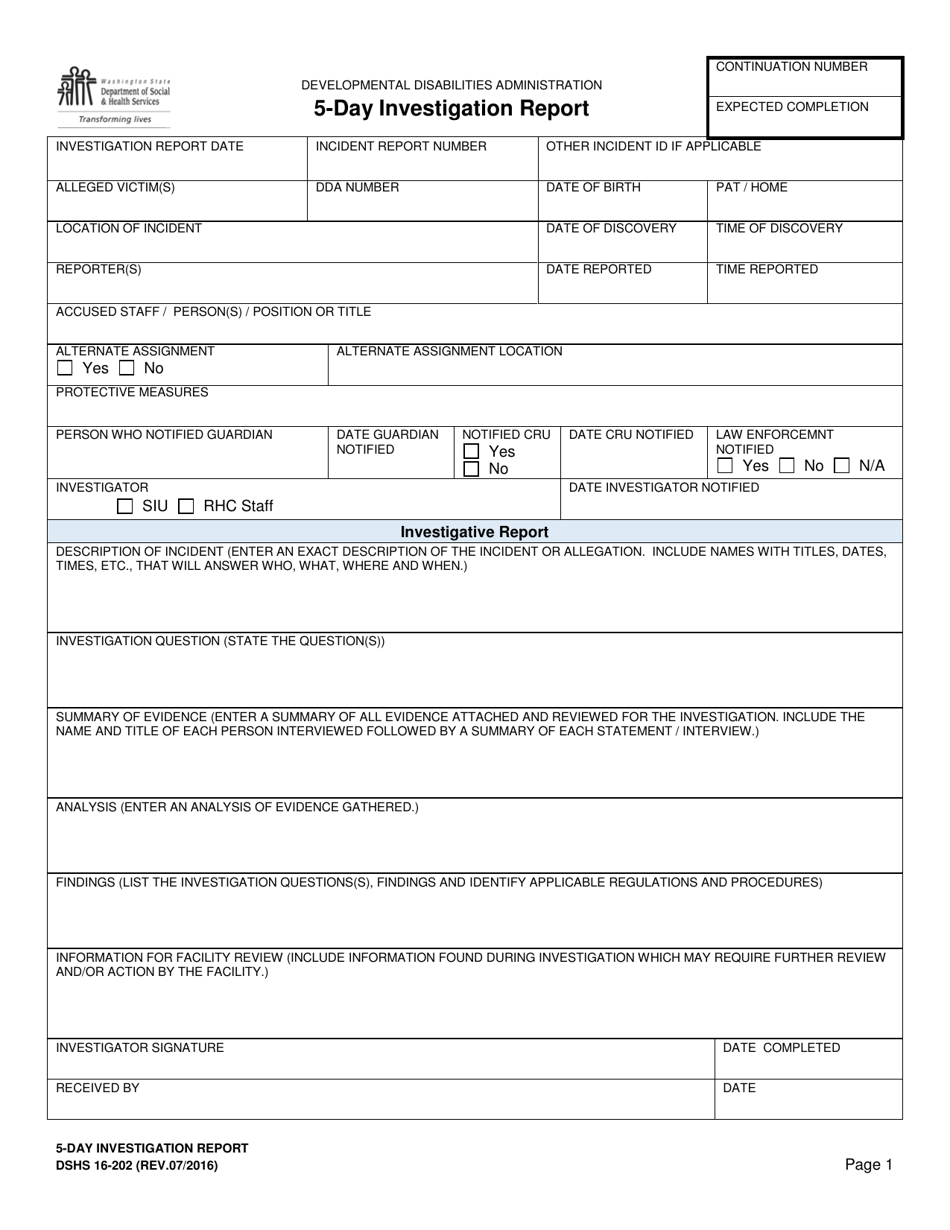DSHS Form 16202 Fill Out, Sign Online and Download Printable PDF