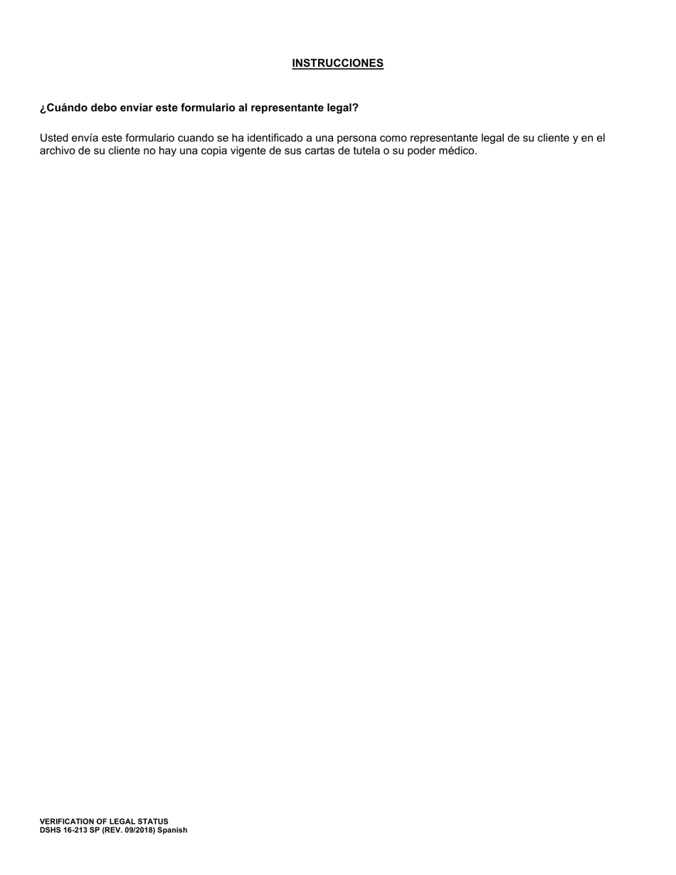 DSHS Formulario 16-213 Verification of Legal Status - Washington (Spanish), Page 2