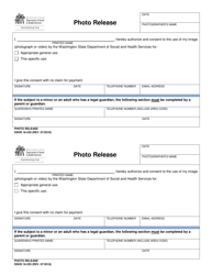 Document preview: DSHS Form 16-235 Photo Release - Washington