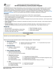 Document preview: DSHS Form 16-237A Altsa Govdelivery Communication Request - Washington