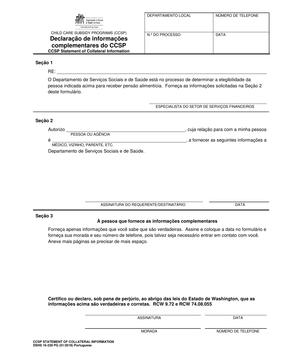 DSHS Form 16-238 - Fill Out, Sign Online and Download Printable PDF ...