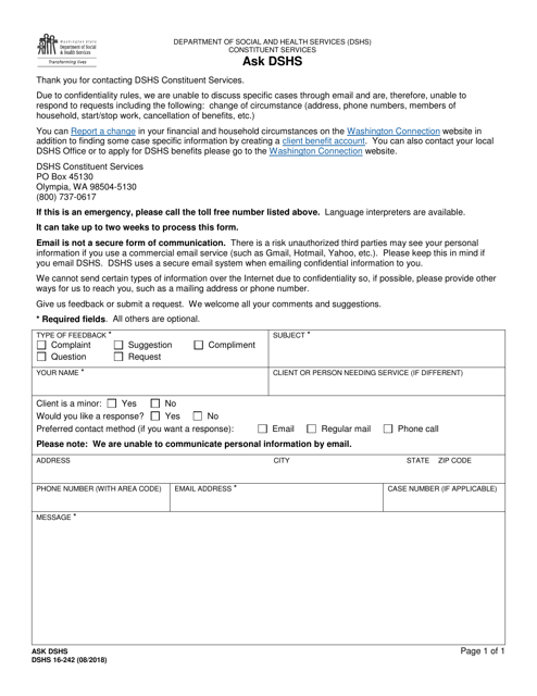 DSHS Form 16-242  Printable Pdf