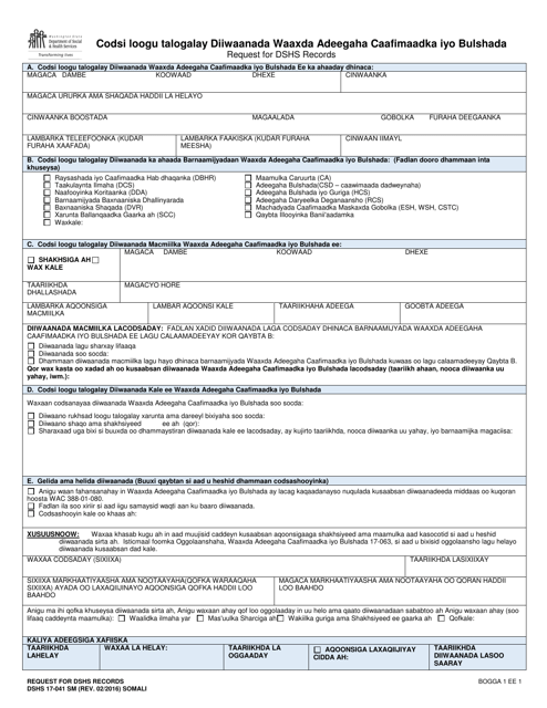 DSHS Form 17-041  Printable Pdf