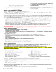 Document preview: Instructions for DSHS Form 17-123 Spoken Language Interpreter Service Appointment Record - Washington