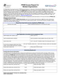 Document preview: DSHS Form 17-208A Prism Access Request for Multiple Organizations - Washington