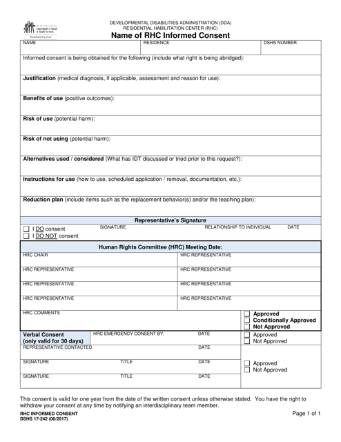 DSHS Form 17-242  Printable Pdf