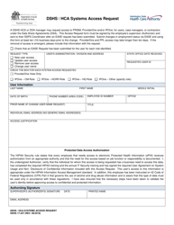 DSHS Form 17-227 Dshs/Hca Systems Access Request - Washington