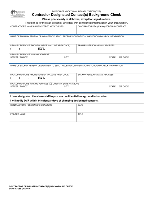 DSHS Form 17-266  Printable Pdf
