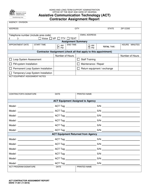 DSHS Form 17-261  Printable Pdf