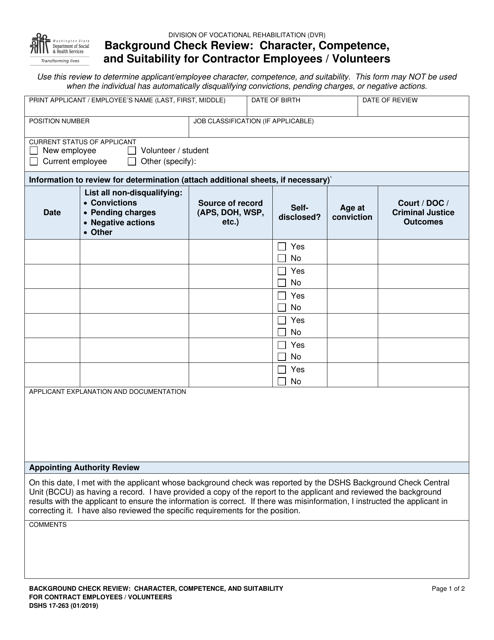 DSHS Form 17-263  Printable Pdf