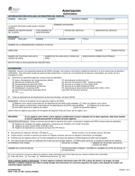 DSHS Formulario 17-063 Autorizacion - Washington (Spanish)