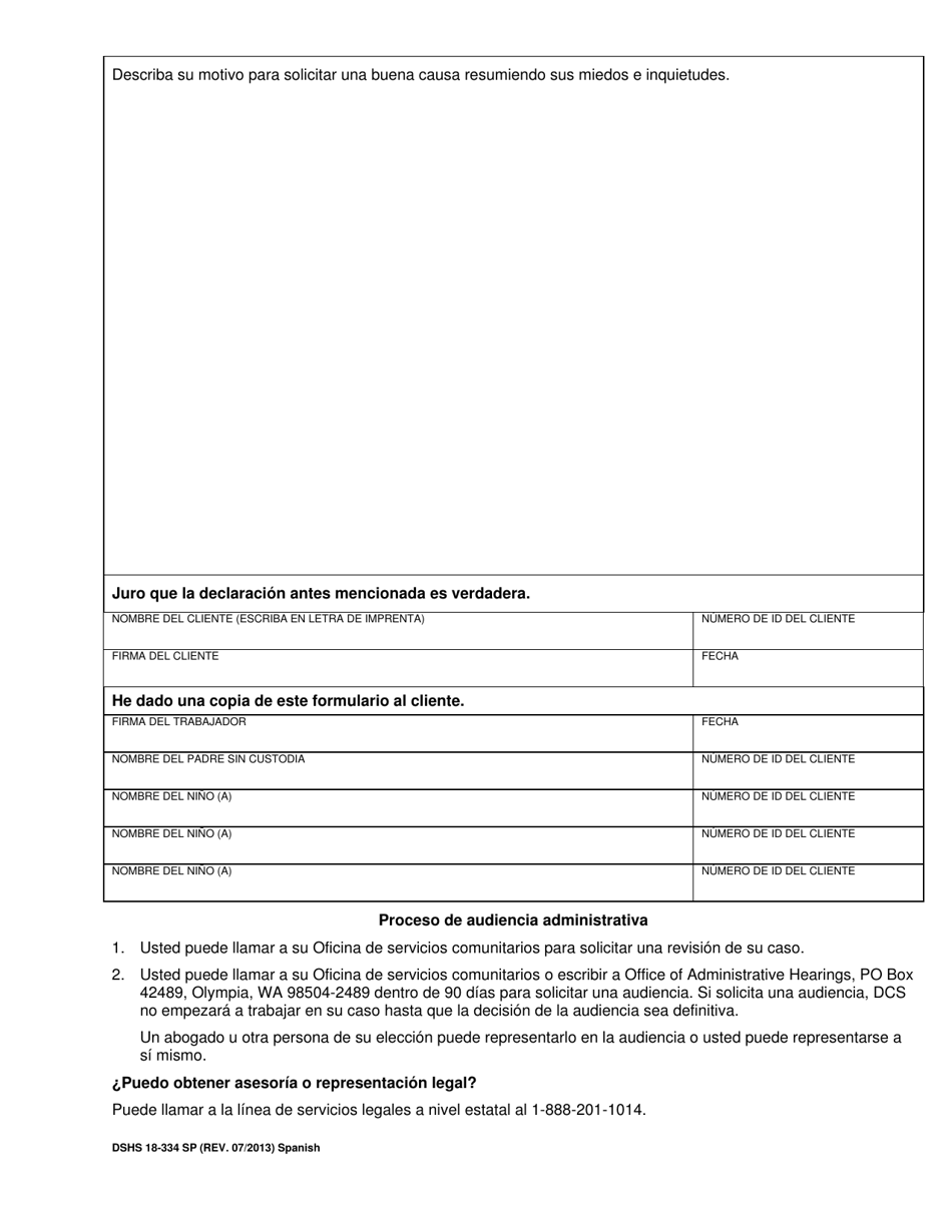 DSHS Formulario 18-334 Sus Opciones Para Cobrar Manutencion Para Ninos Mientras Recibe Asistencia Temporal Para Familias Necesitadas (TANF) - Washington (Spanish), Page 2