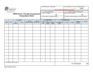 DSHS Form 18-399 Ssps Client/Provider Overpayment Computation Sheet - Washington