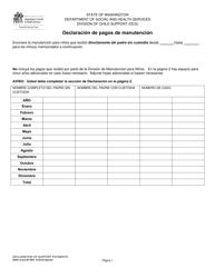 DSHS Formulario 18-433 Declaracion De Pagos De Manutencion - Washington (Spanish)