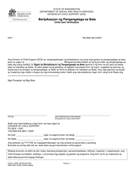 Document preview: DSHS Form 18-607 Child Care Verification - Washington (Tagalog)