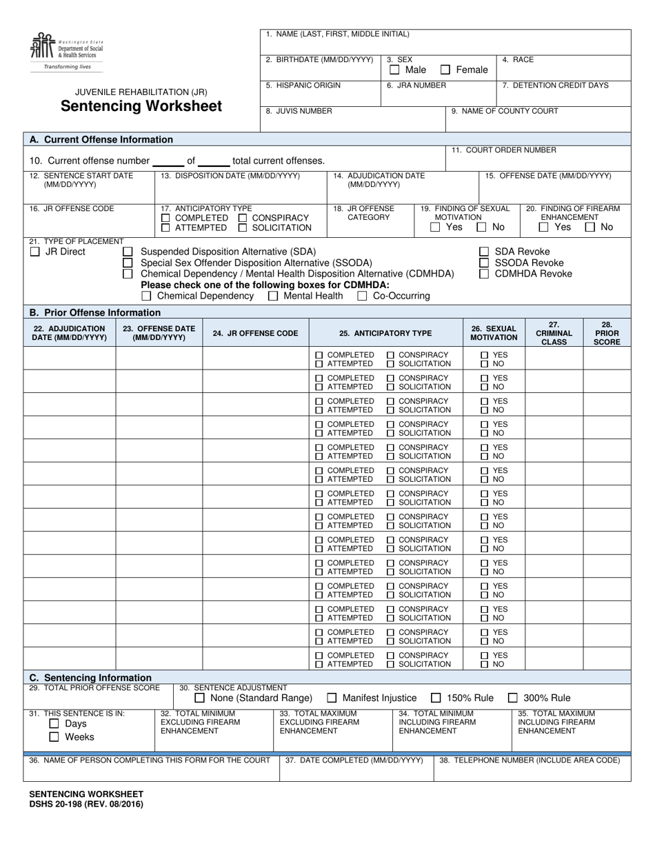 DSHS Form 20-198 - Fill Out, Sign Online and Download Printable PDF ...